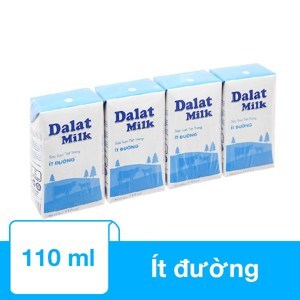 Sữa tươi tiệt trùng Dalat Milk ít đường lốc 4 hộp x 110ml