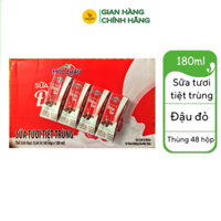 Sữa tươi tiệt trùng đậu đỏ Mộc Châu Milk 180ml thùng  48 hộp (48x180ml)