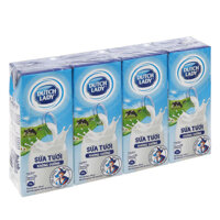 Sữa tươi tiệt trùng Dutch Lady không đường - Lốc 4 hộp 180ml