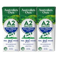 Sữa tươi tiệt trùng nguyên kem Australia's Own A2 Lốc 3x200ml (Giao bao bì ngẫu nhiên)