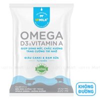 Sữa Tươi Tiệt Trùng Omega VPMilk Không Đường Bịch 220ml