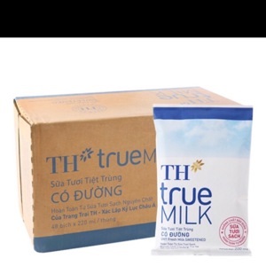 Sữa tươi tiệt trùng TH True milk có đường 220ml - thùng 48 hộp