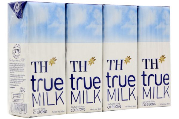 Sữa tươi tiệt trùng TH True Milk 180ml - 4 hộp/ vỉ (có đường)