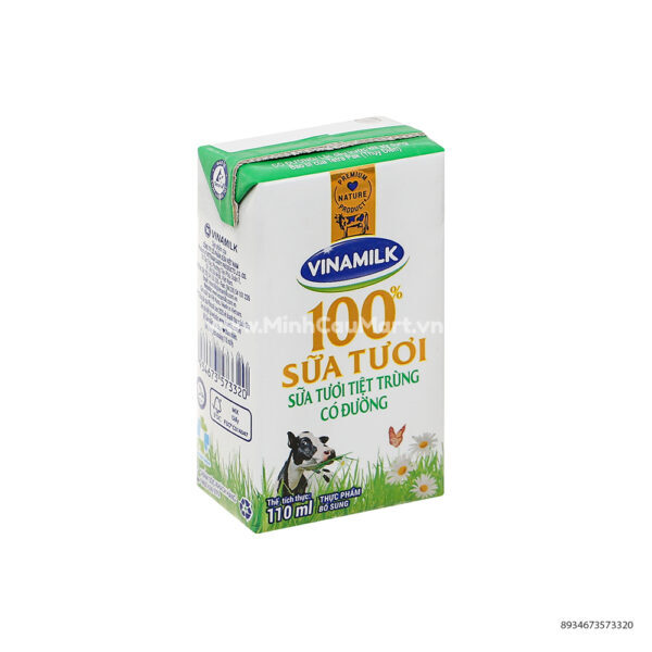 Sữa tươi tiệt trùng Vinamilk 100% 110ml - 4 hộp/ vỉ