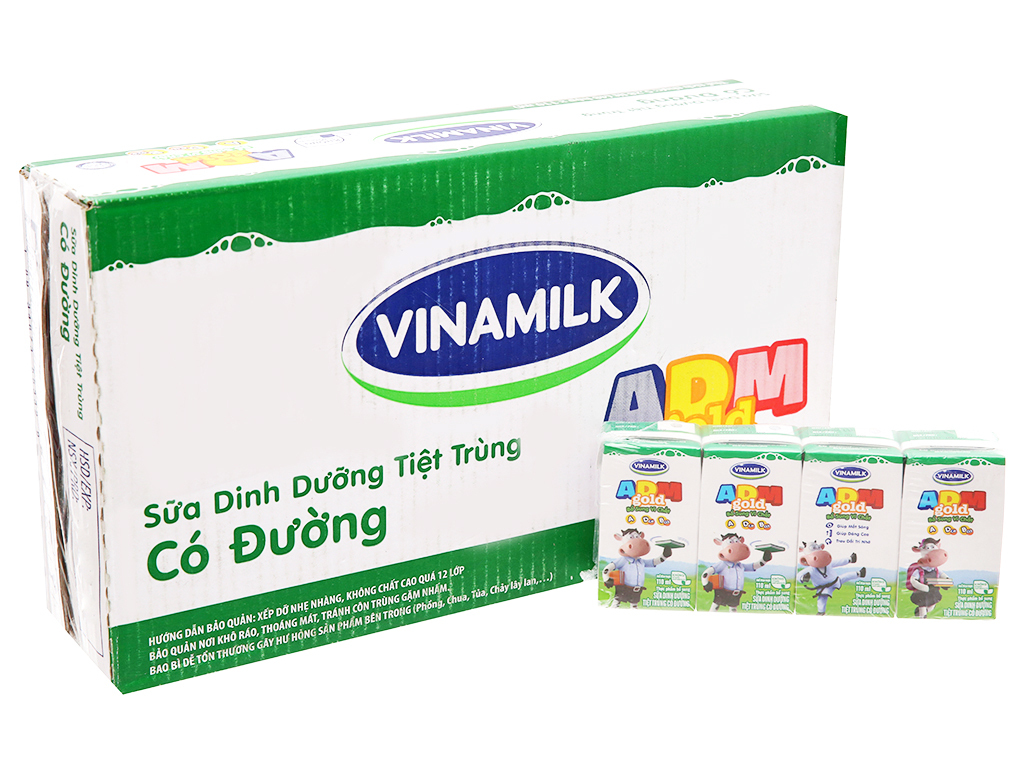 Sữa tươi tiệt trùng Vinamilk 100% 110ml - 4 hộp/ vỉ