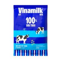 Sữa tươi tiệt trùng Vinamilk 100% Ít đường bịch 220ml