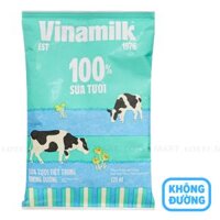 Sữa tươi tiệt trùng Vinamilk 100% không đường bịch 220ml