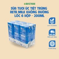 Sữa Tươi Úc Tiệt Trùng Reta Milk Không Đường 200ml - Lốc 6 hộp
