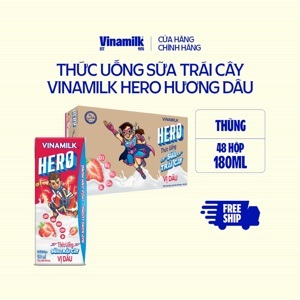 Sữa tươi Vinamilk hương dâu 180ml - thùng 48 hộp