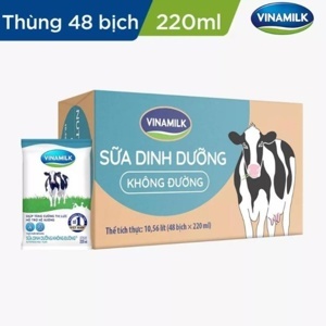 Sữa tươi Vinamilk ít đường 220ml - thùng 48 bịch