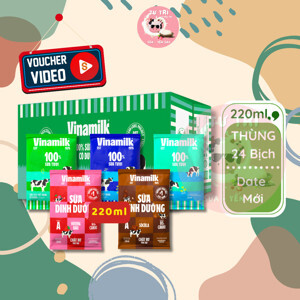 Sữa tươi Vinamilk ít đường 220ml - thùng 48 bịch