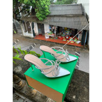 Sục bít mũi, giày cao gót nữ quai trong đính nơ SOÀN ĐÁ gót nhọn quai hậu