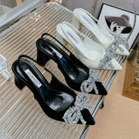 Sục cao gót nữ 5p nơ phối đá full hộp (SD36) Shoes GiàY