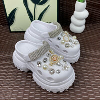 Sục crocs đế cao, sục eva đế cao, xăng đan nữ đế cao 10cm, full phụ kiện vip