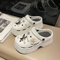 Sục Cross độn đế cao 7cm gắn Charm Thỏ Tai Cụp, sục độn đế gắn Charm Hoa Mai Chọn tăng 1 size