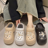 Sục Cross Tặng kèm bộ Sticker Hoa Mai, Dép Sục Đế Cao 7cm, EVA Nhẹ Êm Mã 1288