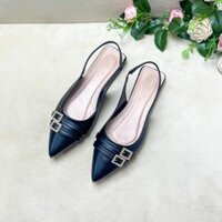 Sục Mũi Nhọn Khoá Đá Chất Da Mềm Đế 2cm Dép Sandal Nữ Giày Shoes