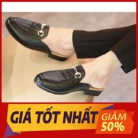 Sục nam vân cá sấu,Sục nam thời trang,Giầy sục hở gót da bò đế cao 3,5cm