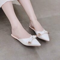 Sục Nữ Đế Bệt Mũi Nhọn Siêu Sang Hothit 2022 - Giày Búp Bê Nữ Thắt Nơ Khóa DG Đẹp Mẫu Mới