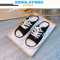 Sục nữ thể thao hở mũi đế độn, giày đạp gót nữ thời trang buộc dây đi êm chân