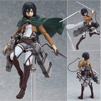 SUCICI Action Anime Figures 19CM Attack on Titan Mikasa Ackerman Eren Jaeger Levi Ackerman Figma Can Change Face Cartoon Doll Model Doll PVC Statue...