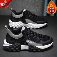 Suede Upper Lace-Up Plush Giày Dép Nam Chống Trượt Giày Đi Bộ Nam Mùa Đông