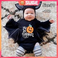 【Suge】 Áo liền quần Hoá Trang Halloween Đáng Yêu Cho Bé Bộ áo liền quần dài tay Batman Cartoon Baby