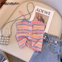 Sugemius Áo Yếm Sọc Cầu Vồng Nhỏ Cho Nữ