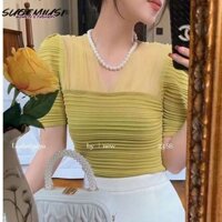 Sugemiusi Influencer Áo Sweater Hai Dây Ôm Dáng Họa Tiết Kẻ Sọc Màu Đen Hợp Thời Trang Cho Nữ