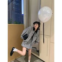 Suit 2 món bộ sọc caro áo khoác mix chân váy ngắn soái tỷ nữ,độc lạ thiết kế mới,chất vừa vặn hottrend,hotgirl nữ