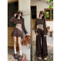Suit váy suit quần dài màu nâu cho nữ cá tính👚
