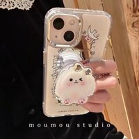 Suitable for OPPO mobile phone case Reno9/Reno8/Reno7pro/reno6/7z/5 new ins niche cute dog stand mirror soft shell R17 couple model A53/A9 2020/4Z 5G/F11/A31/A78/A77/Findx5pro