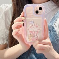 Suitable for OPPO Reno7pro mobile phone shell reno6/reno5/new cartoon wave milk tea rabbit bear all-inclusive anti-fall mobile phone shell soft shell couple models R17