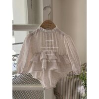 Suit/Áo váy liền thân xô hoa 2 tầng bèo Jenny cho bé phong cách Hàn Quốc