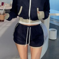 Summer Chic Sporty Meets Comfort Navy Velvet Shorts Free Size từ Hàn Quốc [US KOREA]