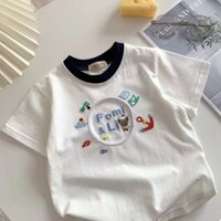 [summer Clearance] children short-sleeved tops casual t-shirt loose cotton thoải mái trẻ em bé trai bé gái trung bình trẻ em nhỏ mùa hè in hoạt hình quick-drying breath