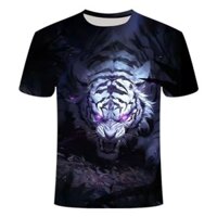 Summer New Personalized Fierce Tiger 3D Printed T-shirt Short Sleeve Unisex Loose plus Size Top