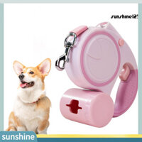 [Sun] Dây xích chó có thể thu vào có tay cầm tiện dụng Dây đai đi bộ ngoài trời cho chó không bị rối với đèn pin và túi đựng phân phối cho chó nhỏ vừa