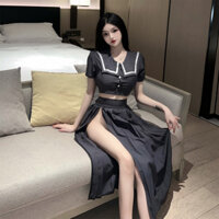 SUN SHOP Đồ Lót Sexy Đồng Phục Học Sinh Cám Dỗ Phong Cách Học Viện JK Bộ Đồ Hai Mảnh Khoét Hở Đáy Quần