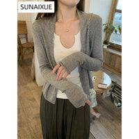 SUNAIXUE áo len cardigan áo khoác cardigan Stylish Cổ điển Hàn Phong xu hướng WMY2490B3L 38Z240919