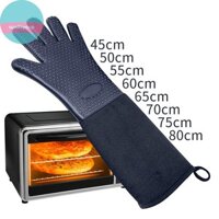 Sund Khâu Màu Trơn Chịu Nhiệt Nhà Bếp Găng Tay Nấu Ăn Bền Chống Trơn Trượt Lò Nướng Găng Tay BBQ Cực Dài Hữu Ích VN