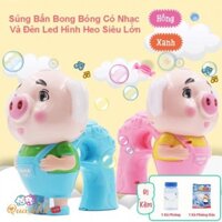 Súng Bắn Bong Bóng Có Nhạc Và Đèn Led Hình Heo Siêu Lớn