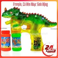 Súng Bắn Bong Bóng Khủng Long Trong Suốt Có Đèn Nhạc Cho Bé Tặng Kèm Pin, SIZE ĐẠI