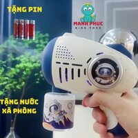 Súng bắn bong bóng xà phòng , có đèn leb. tặng kèm pin, tặng 1 lọ nước xà phòng, đồ chơi giải trí cho các bé.