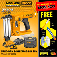 Súng bắn đinh dùng pin 20V INGCO CBNLI2002 Kèm 2 pin 20V/ 2.0Ah và 1 sạc Loại đinh: F15 ~ F50. Tốc độ di chuyển 2,5 đinh