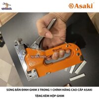Súng bắn ghim đa năng bắn được nhiều kiểu ghim 4-14mm chính hãng Asaki AK-7106 tặng hộp 60  ghim, đồ bấm kim và kim bấm