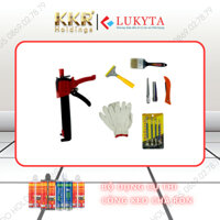 Súng bắn keo có trợ lực cùng bộ dụng cụ thi công keo chà ron - LUKYTA