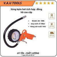Súng bơm hơi cao cấp VAU,  bơm lốp sử dụng cho máy khí nén có mặt đồng hồ hiển thị áp suất