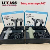 Súng massage cầm tay công nghệ Mỹ Lucass A67 có 4 đầu, 6 tốc độ, màn hình điện tử