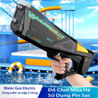 Súng Nước Điện 2 Nòng Bắn Tự Động, Tầm Xa Tối Đa 10m, Đồ Chơi Đi Biển Mùa Hè Hot